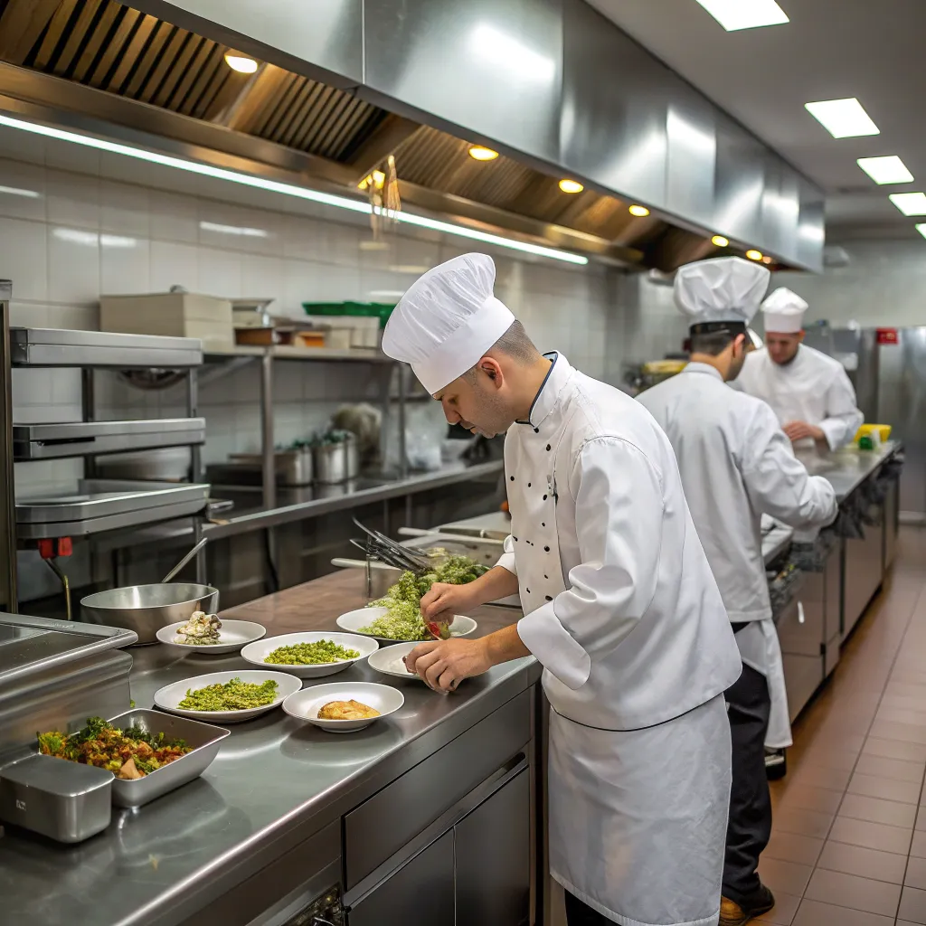 Chefs in a professional kitchen